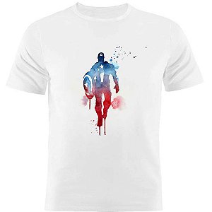 Camiseta Basica Nerderia e Lojaria capitao america paint Branca