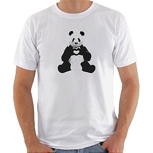 Camiseta Basica Nerderia e Lojaria panda placa Branca