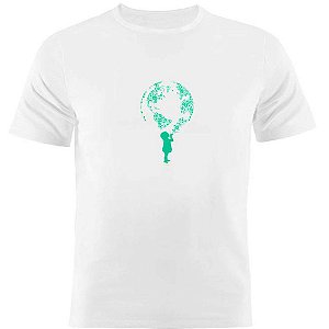 Camiseta Basica Nerderia e Lojaria crianca planeta Branca