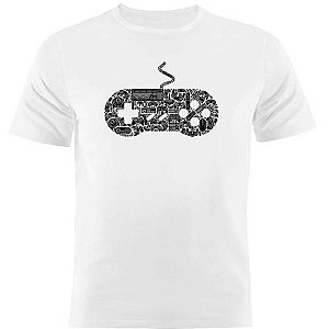 Camiseta Basica Nerderia e Lojaria controle snes Branca