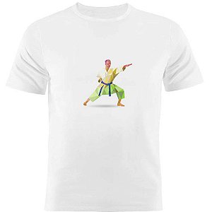 Camiseta Basica Nerderia e Lojaria karate geometrico Branca