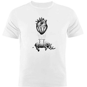 Camiseta Basica Nerderia e Lojaria rhino Branca