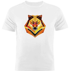 Camiseta Basica Nerderia e Lojaria raposa geometrica Branca