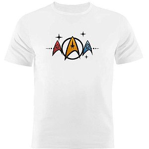 Camiseta Basica Nerderia e Lojaria star trek Branca