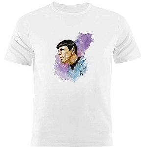 Camiseta Basica Nerderia e Lojaria spock paint Branca