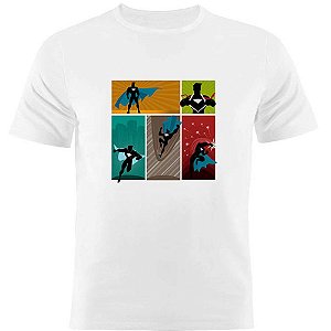 Camiseta Basica Nerderia e Lojaria super heroi Branca