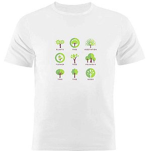 Camiseta Basica Nerderia e Lojaria trees Branca