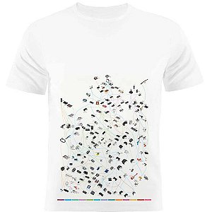 Camiseta Basica Nerderia e Lojaria timeline dos controles Branca