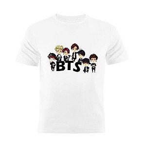 Camiseta Basica Nerderia e Lojaria KPOP BTS COREANOS MINIMALISTA Branca