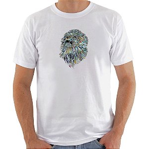 Camiseta Basica Nerderia e Lojaria leao color Branca