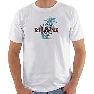 Camiseta Basica Nerderia e Lojaria miami surf Branca