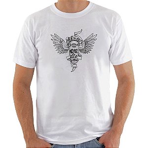 Camiseta Basica Nerderia e Lojaria sk8 or die Branca