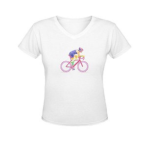 Camiseta Gola V Nerderia e Lojaria bike geometrica BRANCA