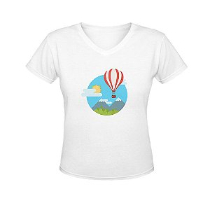 Camiseta Gola V Nerderia e Lojaria balloon BRANCA