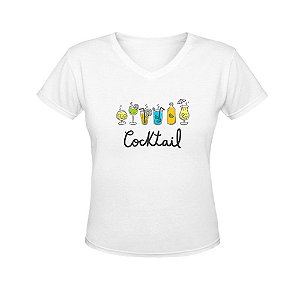 Camiseta Gola V Nerderia e Lojaria cocktail BRANCA