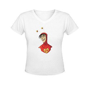 Camiseta Gola V Nerderia e Lojaria chapolin cartoon BRANCA