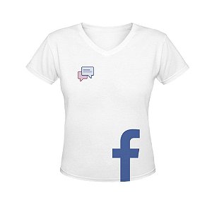 Camiseta Gola V Nerderia e Lojaria facebook BRANCA