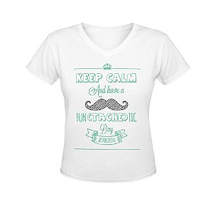 Camiseta Gola V Nerderia e Lojaria mustache BRANCA