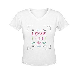 Camiseta Gola V Nerderia e Lojaria love in the air BRANCA