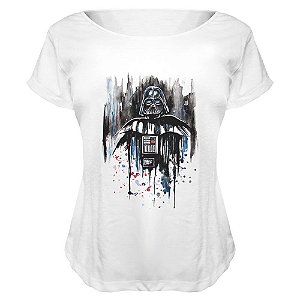 Camiseta Baby Look Nerderia e Lojaria vader paint BRANCA