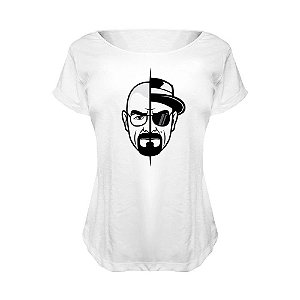 Camiseta Baby Look Nerderia e Lojaria heisenberg duplo BRANCA