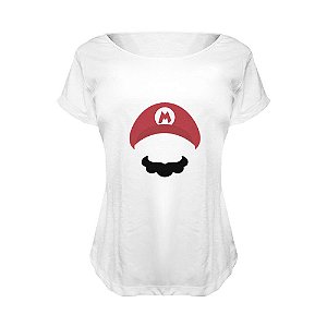 Camiseta Baby Look Nerderia e Lojaria mario bros minimalista BRANCA