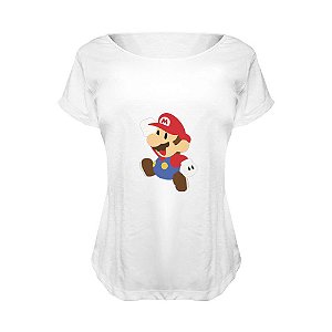 Camiseta Baby Look Nerderia e Lojaria mario bros BRANCA