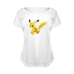 Camiseta Baby Look Nerderia e Lojaria pokemon pikachu splash BRANCA