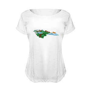 Camiseta Baby Look Nerderia e Lojaria paisagem 2 BRANCA