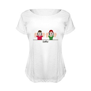 Camiseta Baby Look Nerderia e Lojaria selfie BRANCA