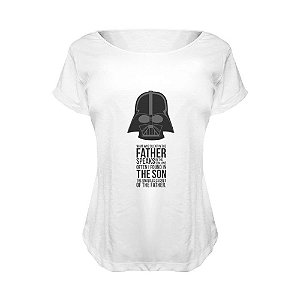 Camiseta Baby Look Nerderia e Lojaria star wars darth vader BRANCA