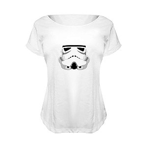 Camiseta Baby Look Nerderia e Lojaria stormtrooper minimalista BRANCA