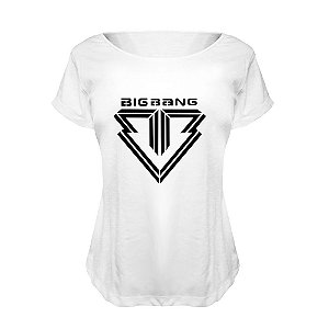 Camiseta Baby Look Nerderia e Lojaria kpop big bang BRANCA