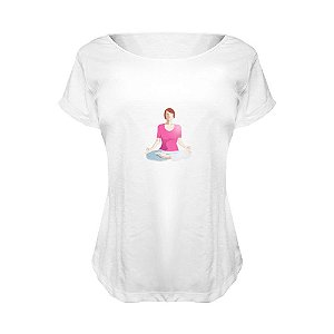 Camiseta Baby Look Nerderia e Lojaria yoga BRANCA