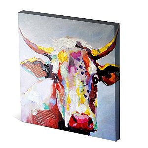 Tela Canvas 30X30 cm Nerderia e Lojaria bull surreal colorido