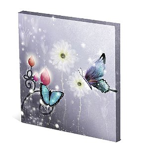 Tela Canvas 30X30 cm Nerderia e Lojaria duas borboletas colorido
