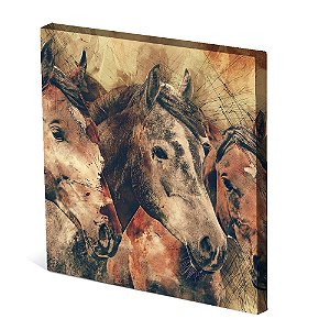 Tela Canvas 30X30 cm Nerderia e Lojaria tres cavalos colorido
