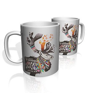 Caneca De Porcelana Nerderia e Lojaria alce surreal colorido