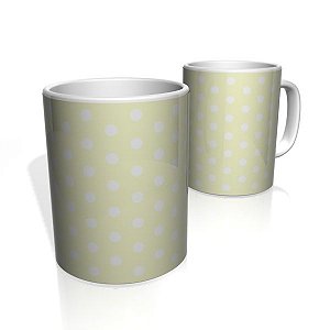 Caneca De Porcelana Nerderia e Lojaria amarelo bolinhas brancas 1 colorido