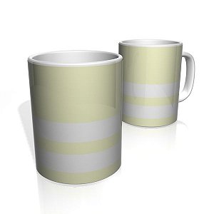 Caneca De Porcelana Nerderia e Lojaria amarelo claro duas faixas colorido