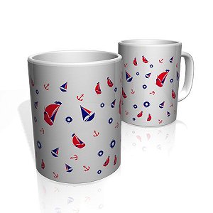 Caneca De Porcelana Nerderia e Lojaria barquinhos colorido