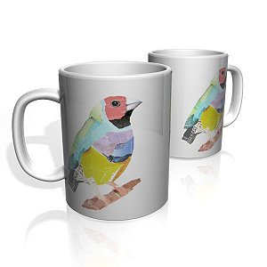 Caneca De Porcelana Nerderia e Lojaria bird aquarela colorido