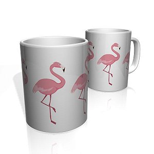 Caneca De Porcelana Nerderia e Lojaria flamingos 2 colorido
