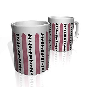 Caneca De Porcelana Nerderia e Lojaria linhas rosa preto colorido