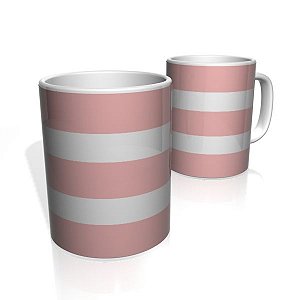 Caneca De Porcelana Nerderia e Lojaria rosa claro duas faixas colorido