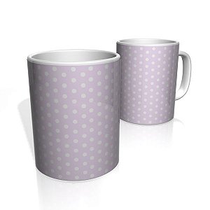 Caneca De Porcelana Nerderia e Lojaria roxo bolinhas brancas 3 colorido