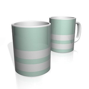 Caneca De Porcelana Nerderia e Lojaria verde claro duas faixas colorido