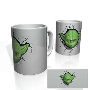 Caneca decorativa Nerderia e Lojaria 3d yoda colorido