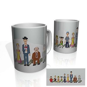 Caneca decorativa Nerderia e Lojaria chaves cartoon colorido