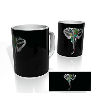 Caneca decorativa Nerderia e Lojaria geometri elefant2 colorido